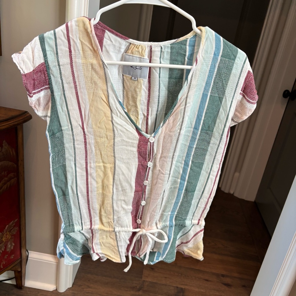 Rails Striped Button-Down Shirt with Drawstring